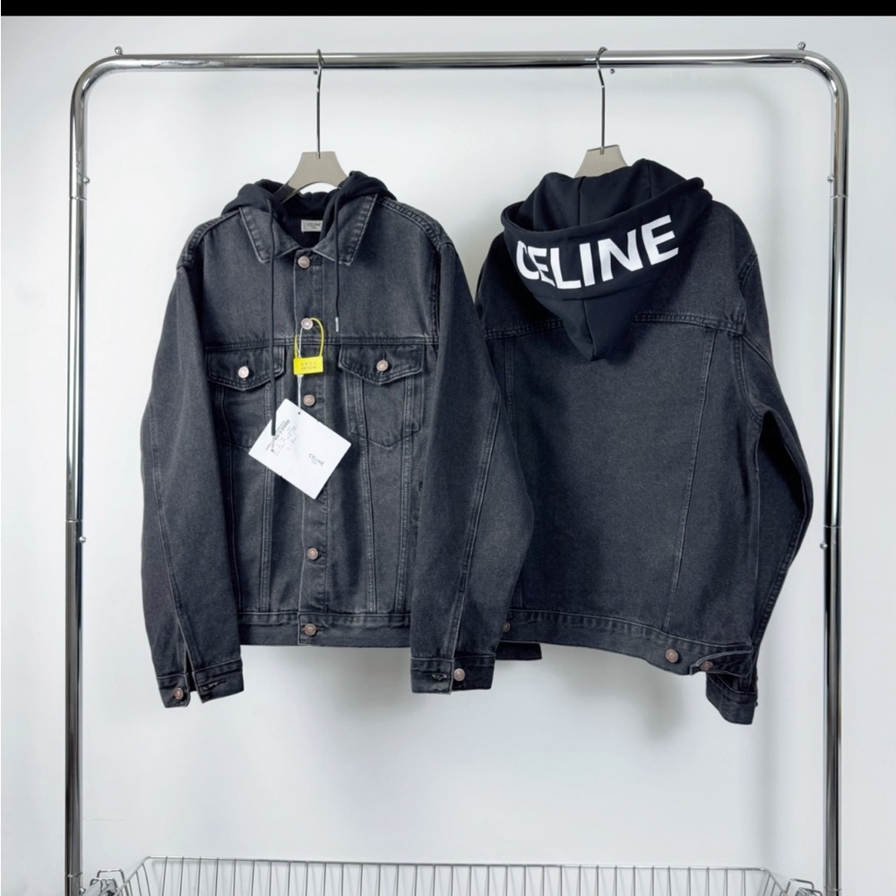 Celine Charcoal Hooded Denim Jacket